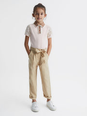 Reiss Knitwear | Eliza Lace Back Polo Pink - Children