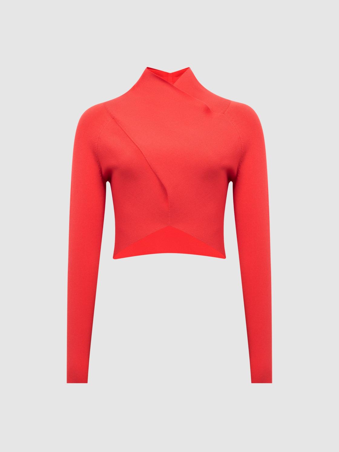 Reiss Knitwear | Elsie High Neck Cropped Co Ord Top Coral - Women