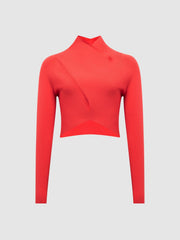 Reiss Knitwear | Elsie High Neck Cropped Co Ord Top Coral - Women