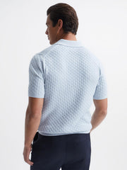 Reiss Knitwear | Federico Slim Fit Cable Knit Open Collar Polo Shirt Ecru - Men