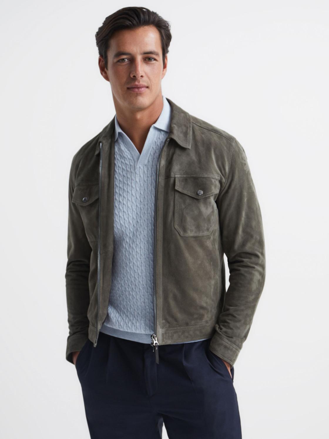 Reiss Knitwear | Federico Slim Fit Cable Knit Open Collar Polo Shirt Ecru - Men