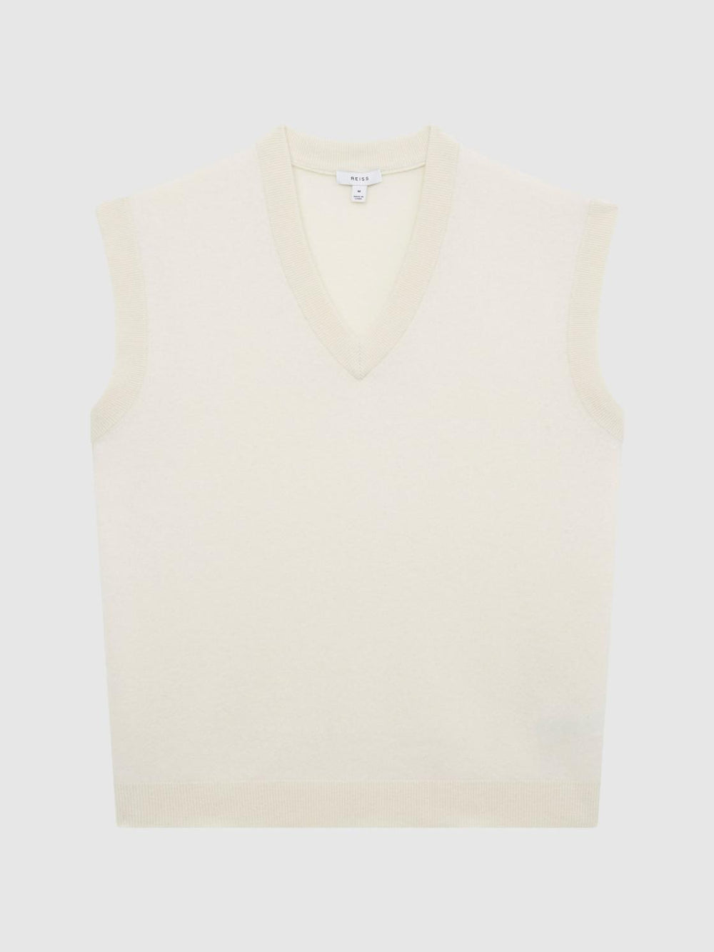 Reiss Knitwear | Fiji Wool Blend Sleeveless Knitted Vest Ecru - Men