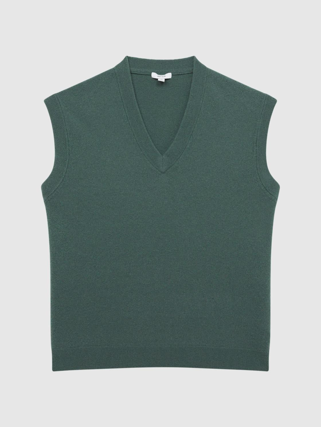 Reiss Knitwear | Fiji Wool Blend Sleeveless Knitted Vest Ecru - Men