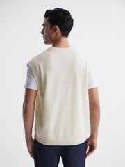 Reiss Knitwear | Fiji Wool Blend Sleeveless Knitted Vest Ecru - Men