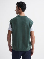 Reiss Knitwear | Fiji Wool Blend Sleeveless Knitted Vest Ecru - Men