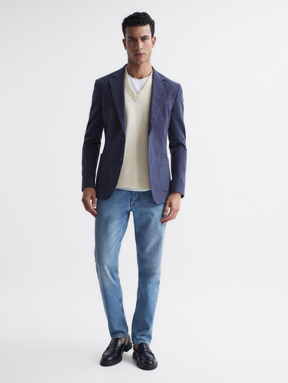 Reiss Knitwear | Fiji Wool Blend Sleeveless Knitted Vest Ecru - Men