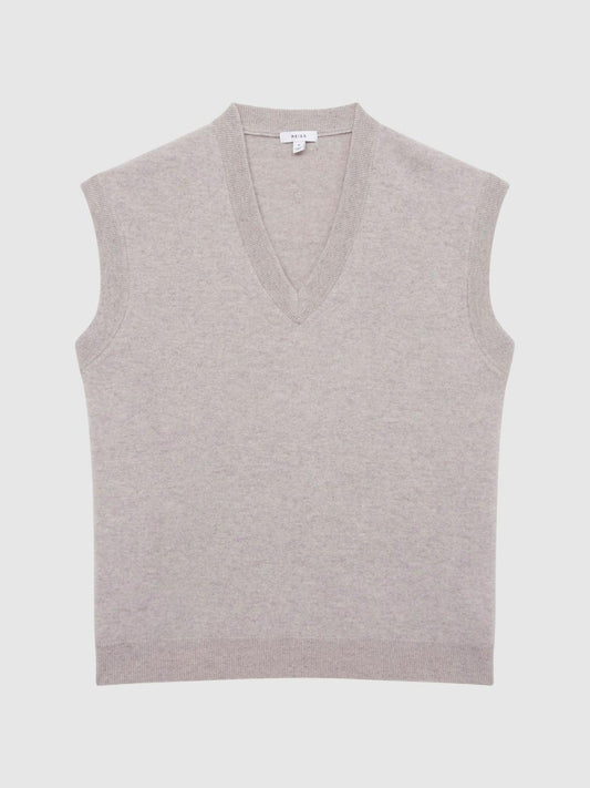 Reiss Knitwear | Fiji Wool Blend Sleeveless Knitted Vest Heather - Men