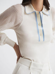 Reiss Knitwear | Fran Sheer Sleeve Top Black - Women