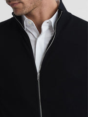 Reiss Knitwear | Hampshire Merino Wool Zip Through Jumper Black - Men