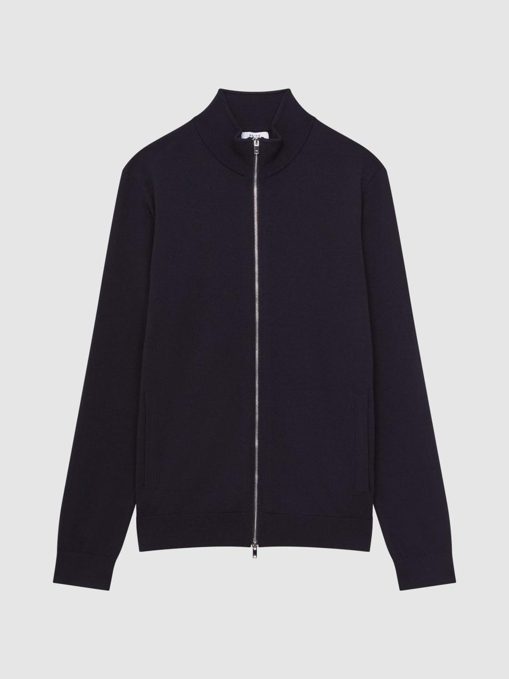 Reiss Knitwear | Hampshire Merino Wool Zip Through Jumper Navy - Men
