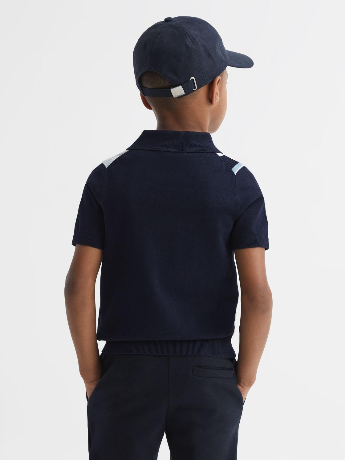 Reiss Knitwear | Harris Striped Ribbed Half Zip Polo T-Shirt Multi - Children