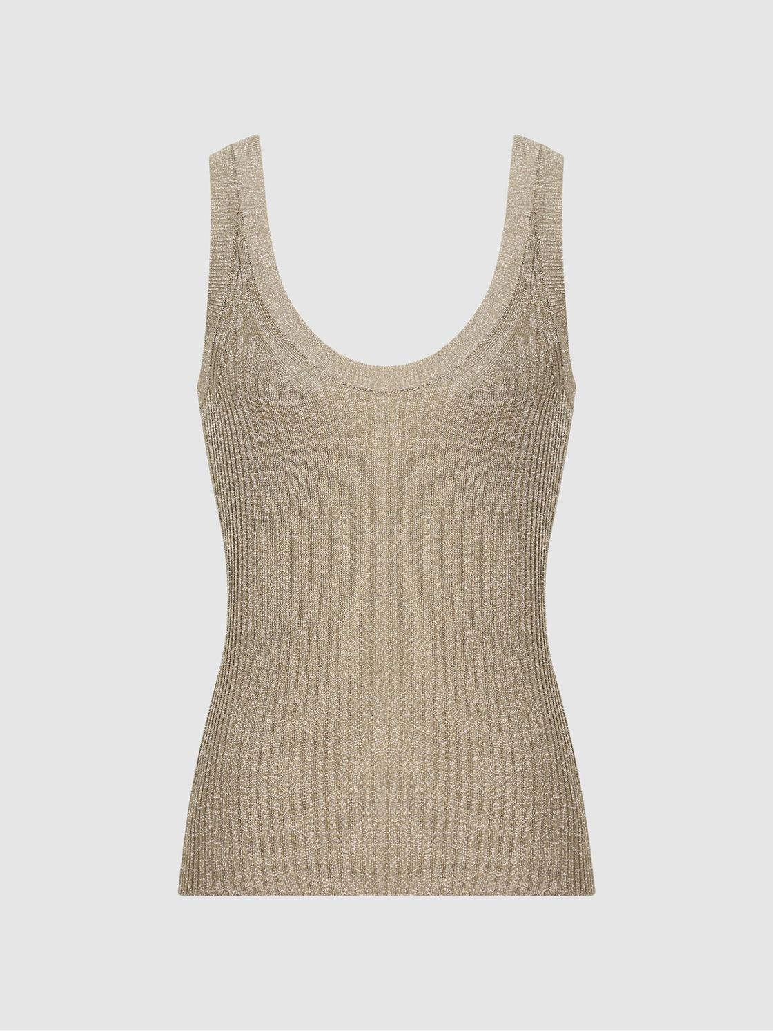 Reiss Knitwear | Imogen Metallic Vest Top Gold - Women