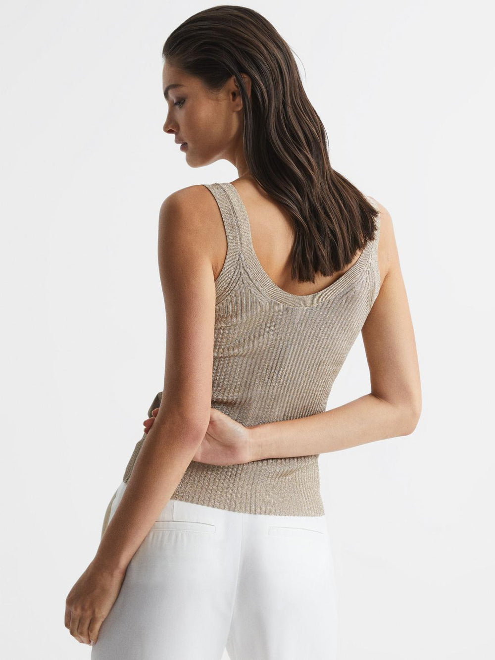 Reiss Knitwear | Imogen Metallic Vest Top Gold - Women