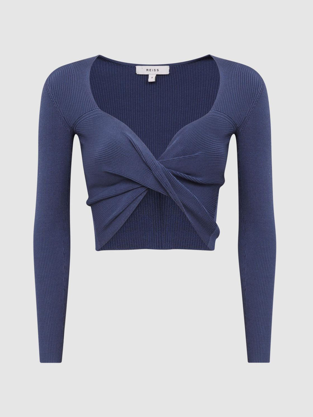 Reiss Knitwear | Iona Knitted Twist Cropped Top Blue - Women