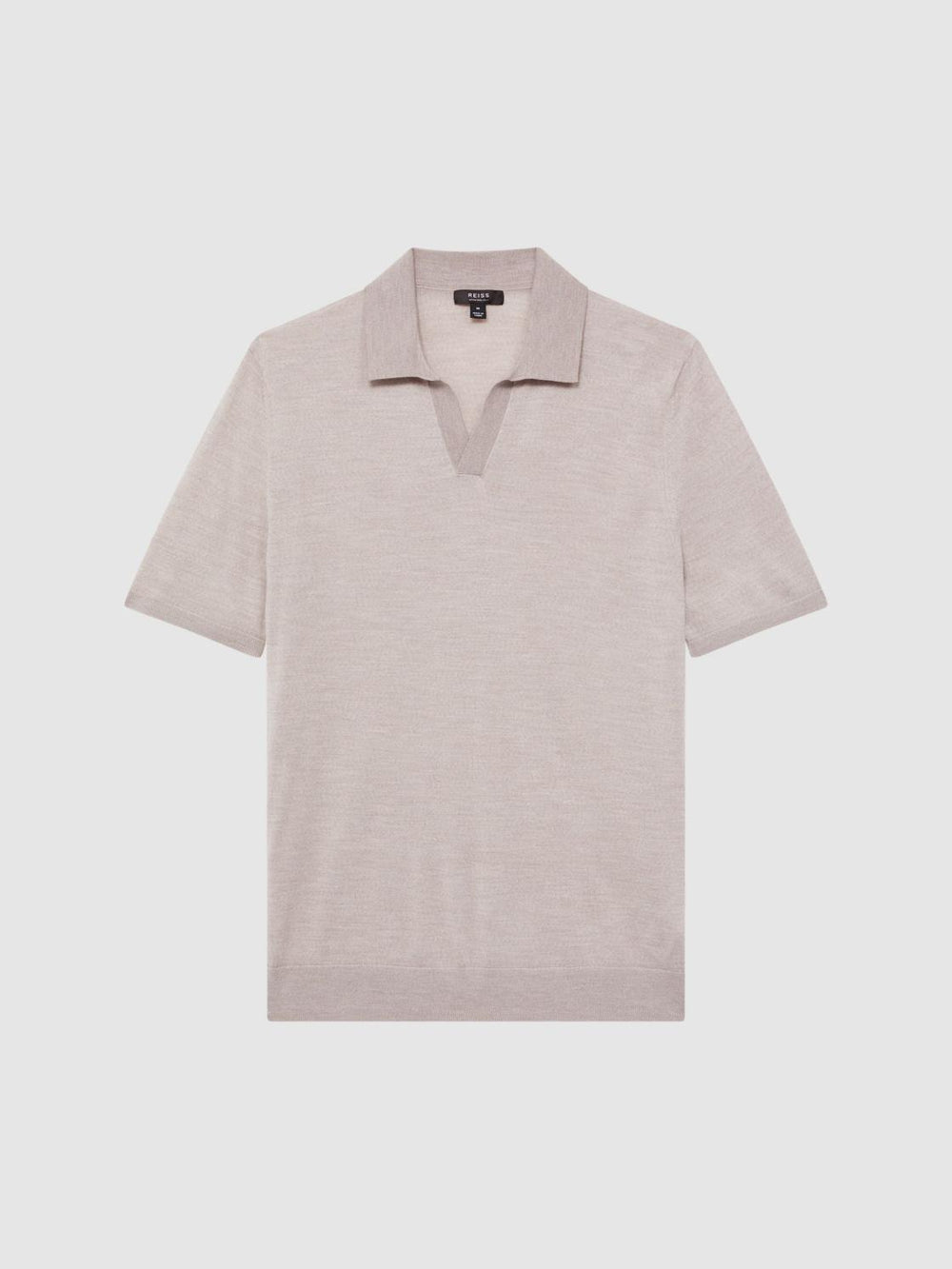 Reiss Knitwear | Malbec Open Collar Silk Merino Polo Shirt Oatmeal - Men