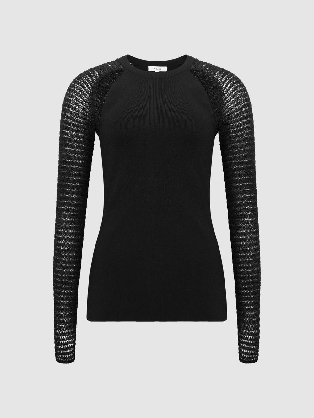 Reiss Knitwear | Maria Sheer Twist Front Jumper Black - Women