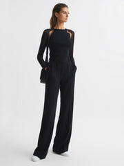 Reiss Knitwear | Maria Sheer Twist Front Jumper Black - Women