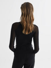Reiss Knitwear | Maria Sheer Twist Front Jumper Black - Women