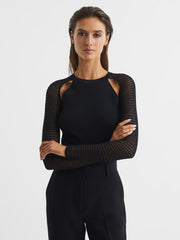 Reiss Knitwear | Maria Sheer Twist Front Jumper Black - Women