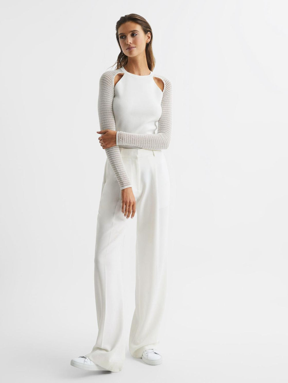 Reiss Knitwear | Maria Sheer Twist Front Jumper Ivory - Women