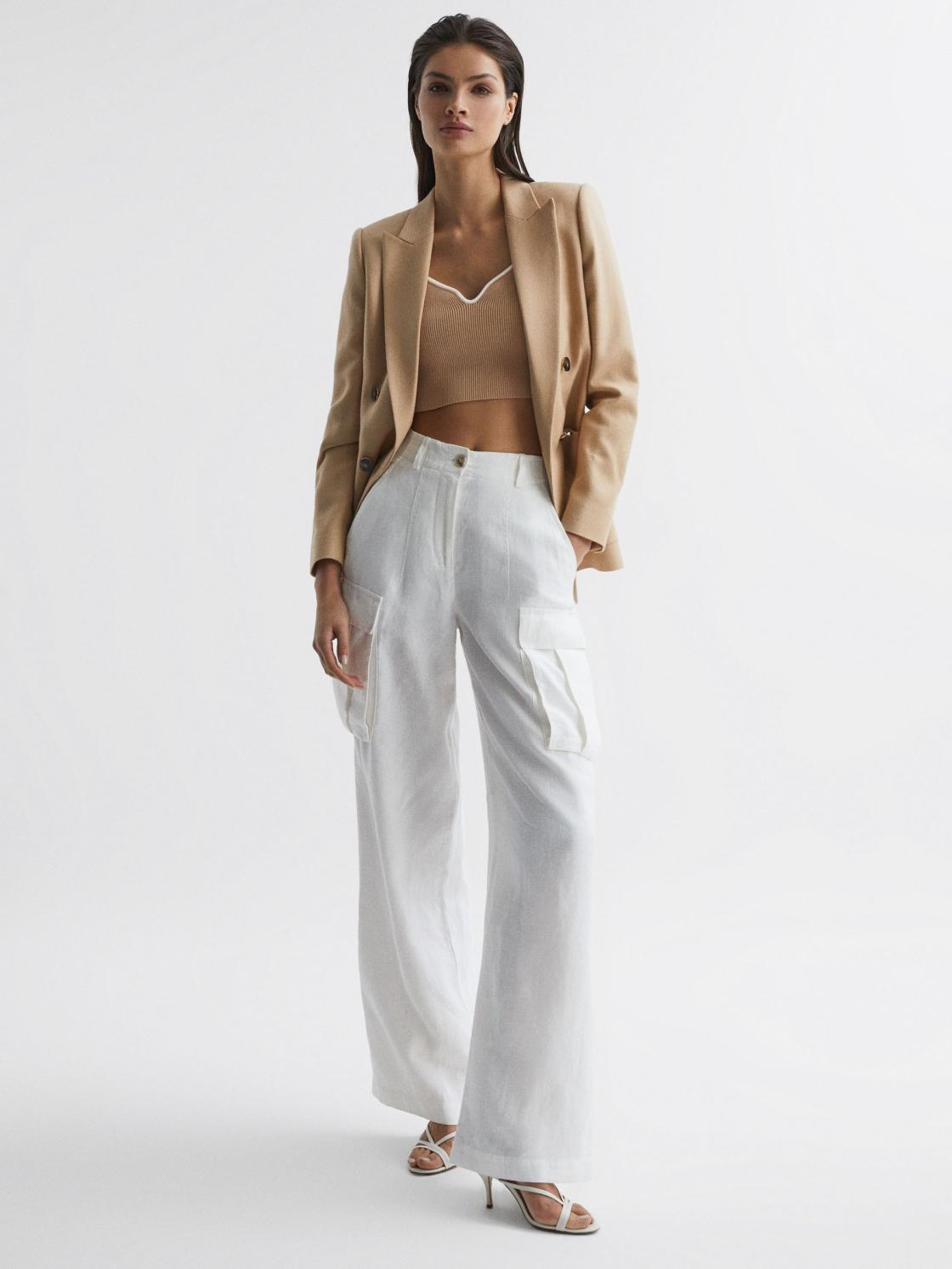 Reiss Knitwear | Marion Cropped Sweetheart Neckline Top Camel/ivory - Women