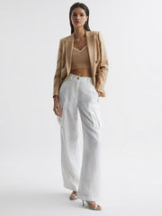 Reiss Knitwear | Marion Cropped Sweetheart Neckline Top Camel/ivory - Women