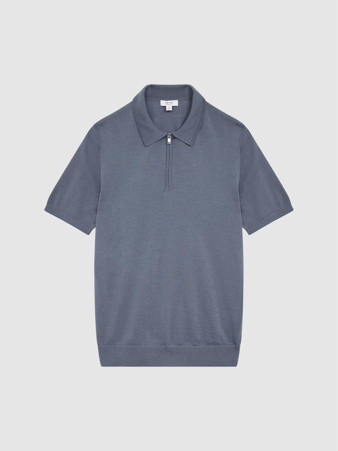 Reiss Knitwear | Maxwell Merino Zip Neck Polo Apple - Men