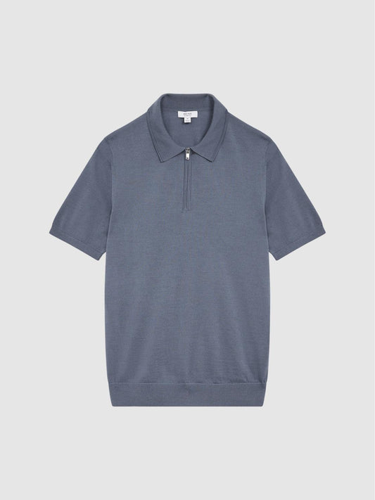 Reiss Knitwear | Maxwell Merino Zip Neck Polo Apple - Men