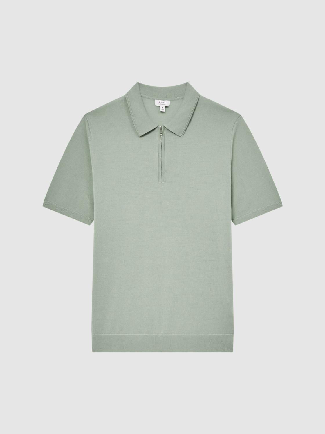 Reiss Knitwear | Maxwell Merino Zip Neck Polo Apple - Men