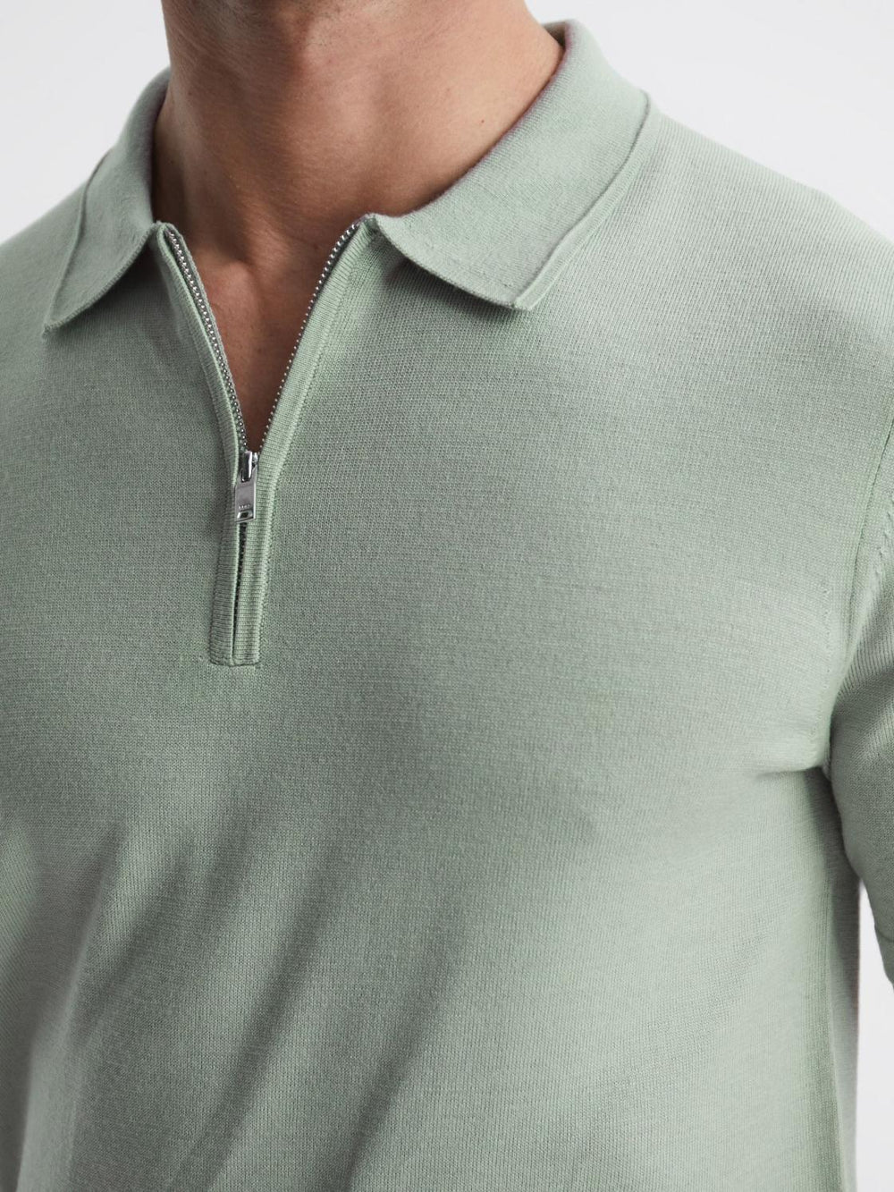 Reiss Knitwear | Maxwell Merino Zip Neck Polo Apple - Men