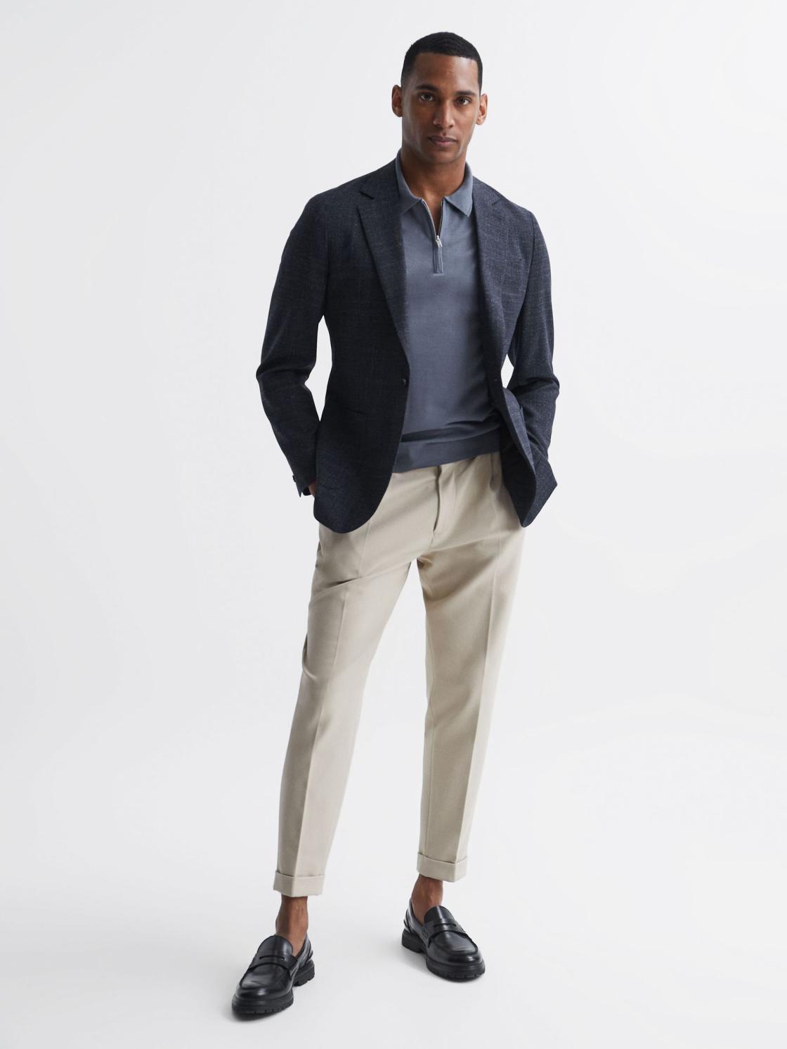 Reiss Knitwear | Maxwell Merino Zip Neck Polo Apple - Men