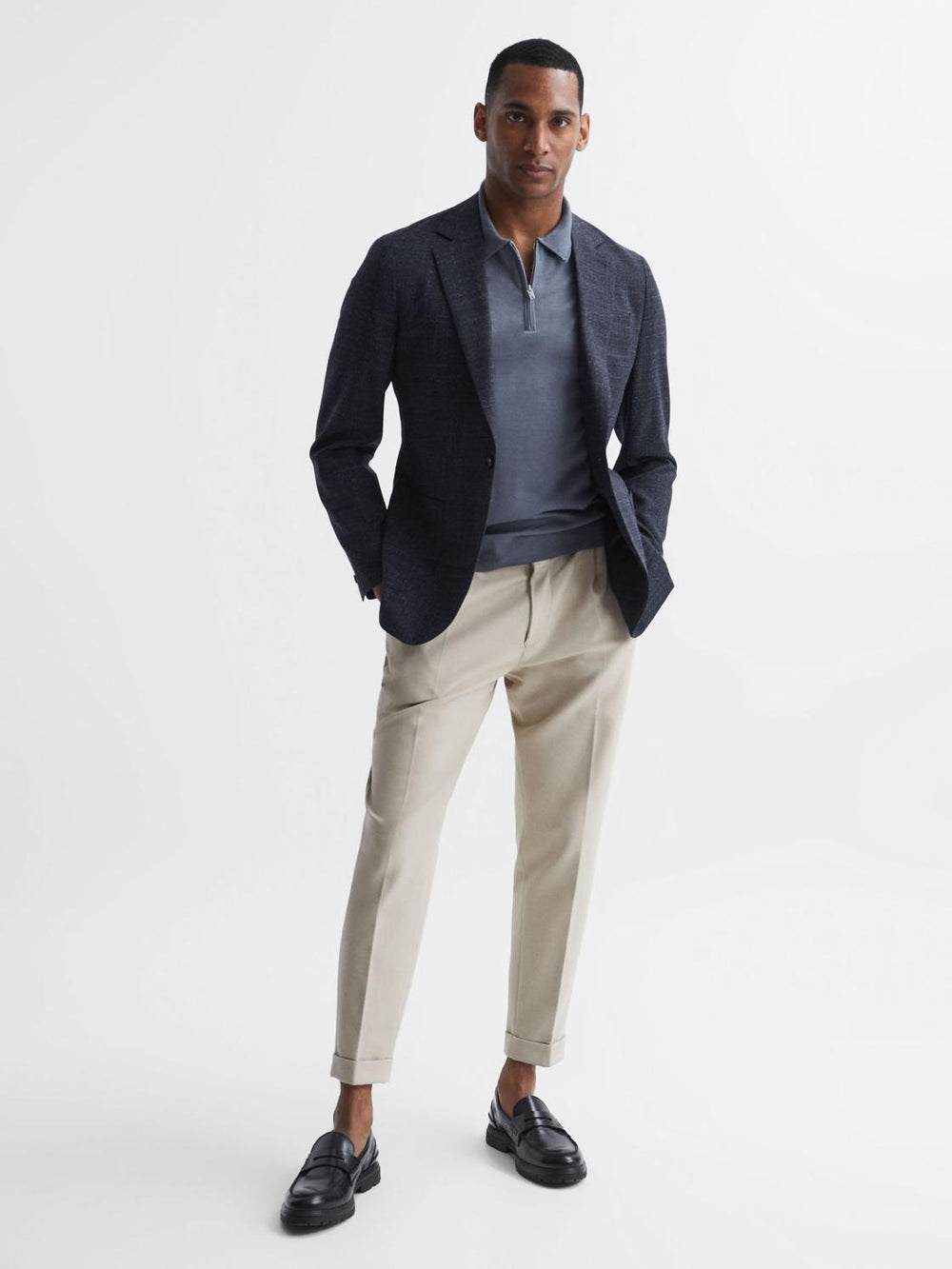 Reiss Knitwear | Maxwell Merino Zip Neck Polo Apple - Men