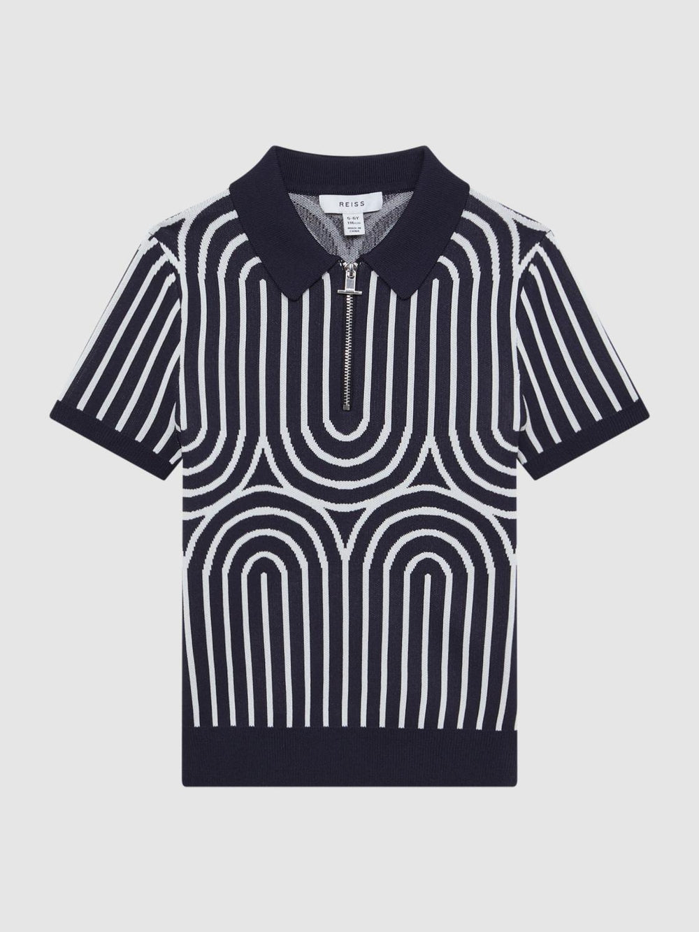 Reiss Knitwear | Maycross Half-Zip Striped Polo T-Shirt Navy/white - Children