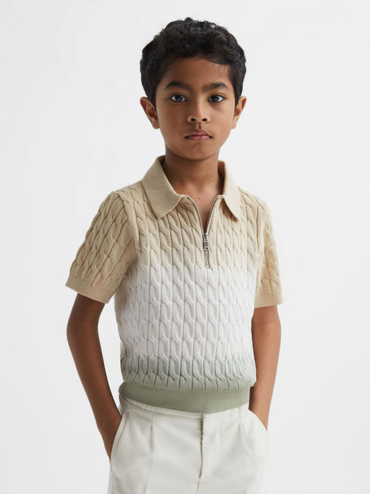 Reiss Knitwear | Micah Polo Shirt Sage - Children