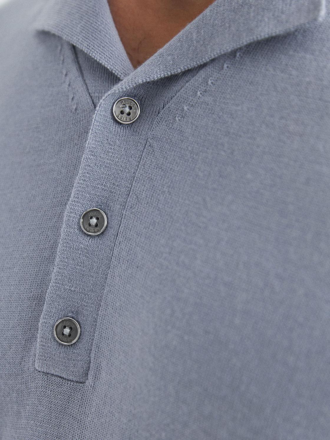 Reiss Knitwear | Moore Merino Wool Cuban Collar Polo T-Shirt Dove Blue - Men