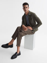 Reiss Knitwear | Moore Merino Wool Cuban Collar Polo T-Shirt Dove Blue - Men