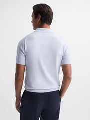 Reiss Knitwear | Mosaic Half Zip Textured Polo Shirt Soft Blue - Men