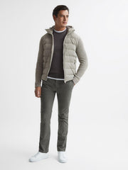 Reiss Knitwear | Murphy Zip Close Hybrid Knitted Hoodie Soft Grey - Men