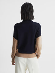 Reiss Knitwear | Nova Colourblock Roll-Neck Sweater Navy/camel - Women