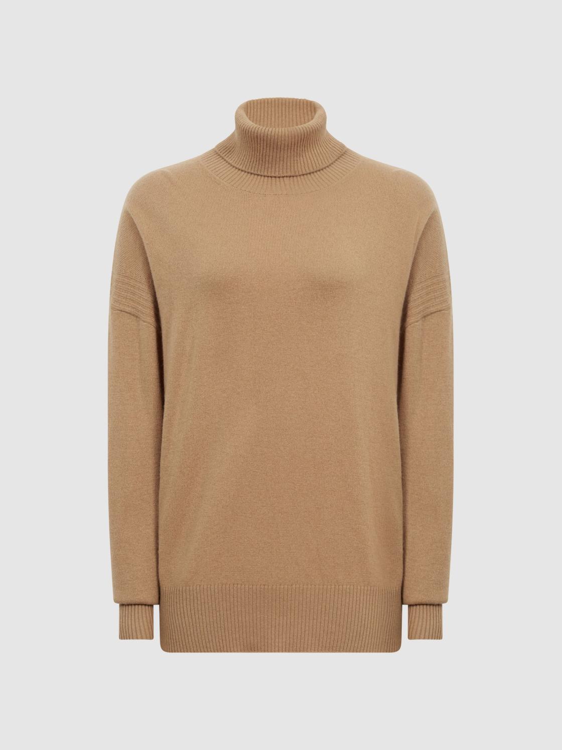 Reiss Knitwear | Nova Knitted Roll Neck Jumper Black/camel - Women