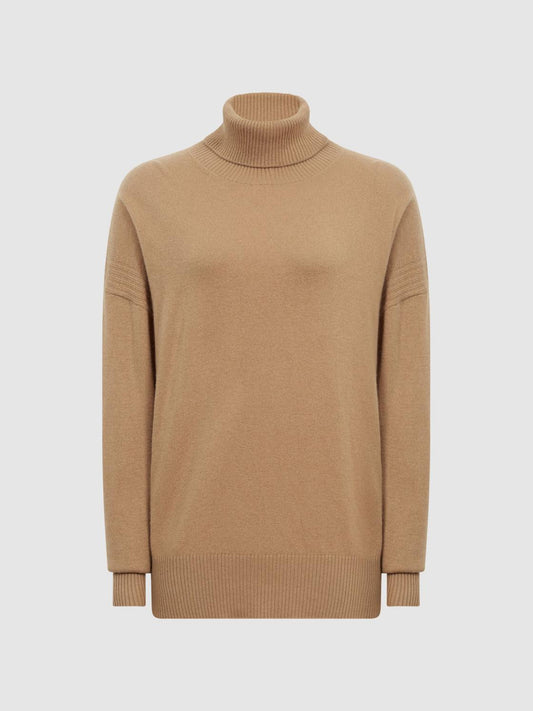 Reiss Knitwear | Nova Knitted Roll Neck Jumper Black/camel - Women