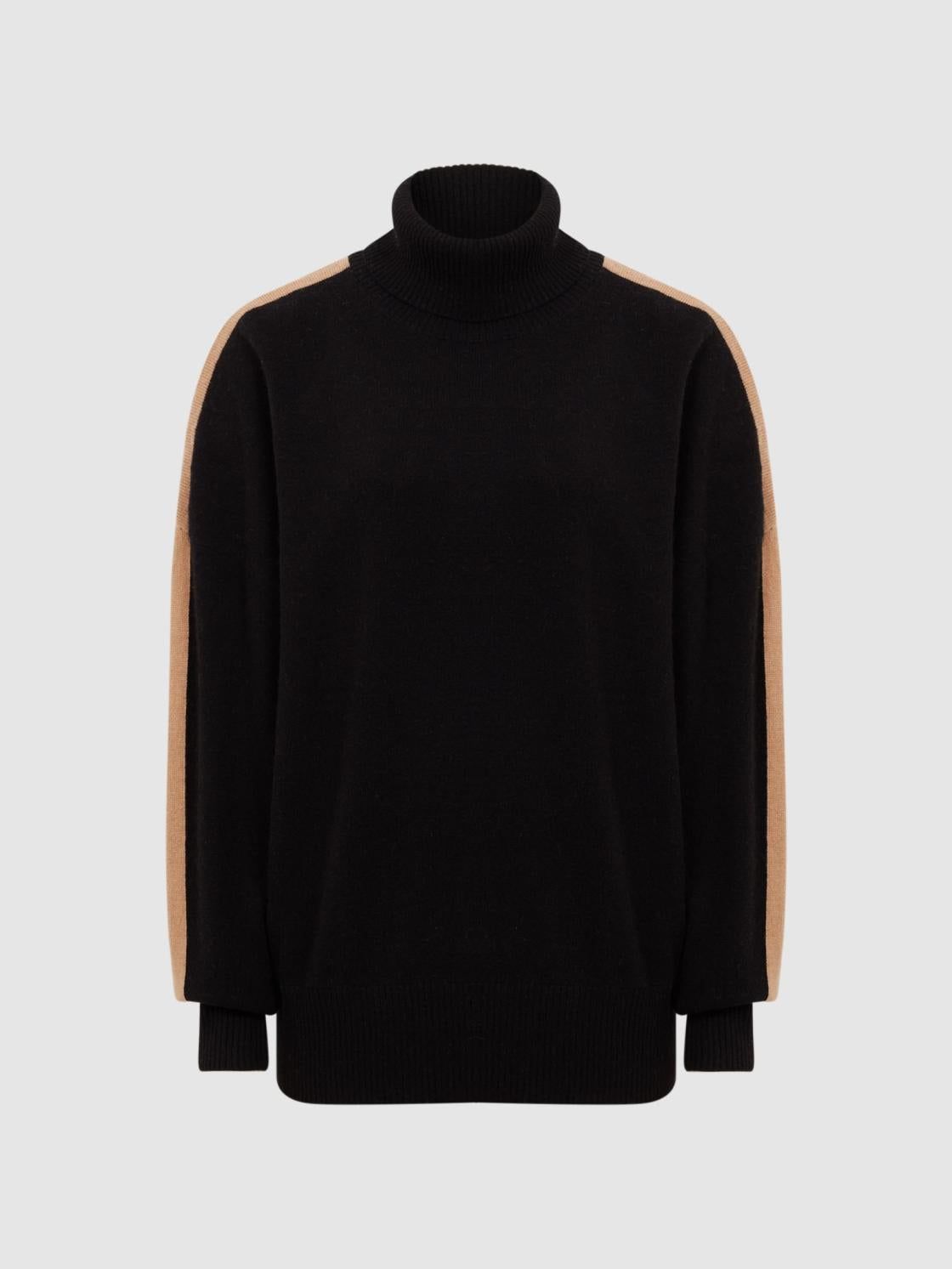 Reiss Knitwear | Nova Knitted Roll Neck Jumper Black/camel - Women