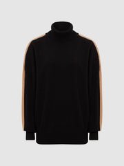 Reiss Knitwear | Nova Knitted Roll Neck Jumper Black/camel - Women