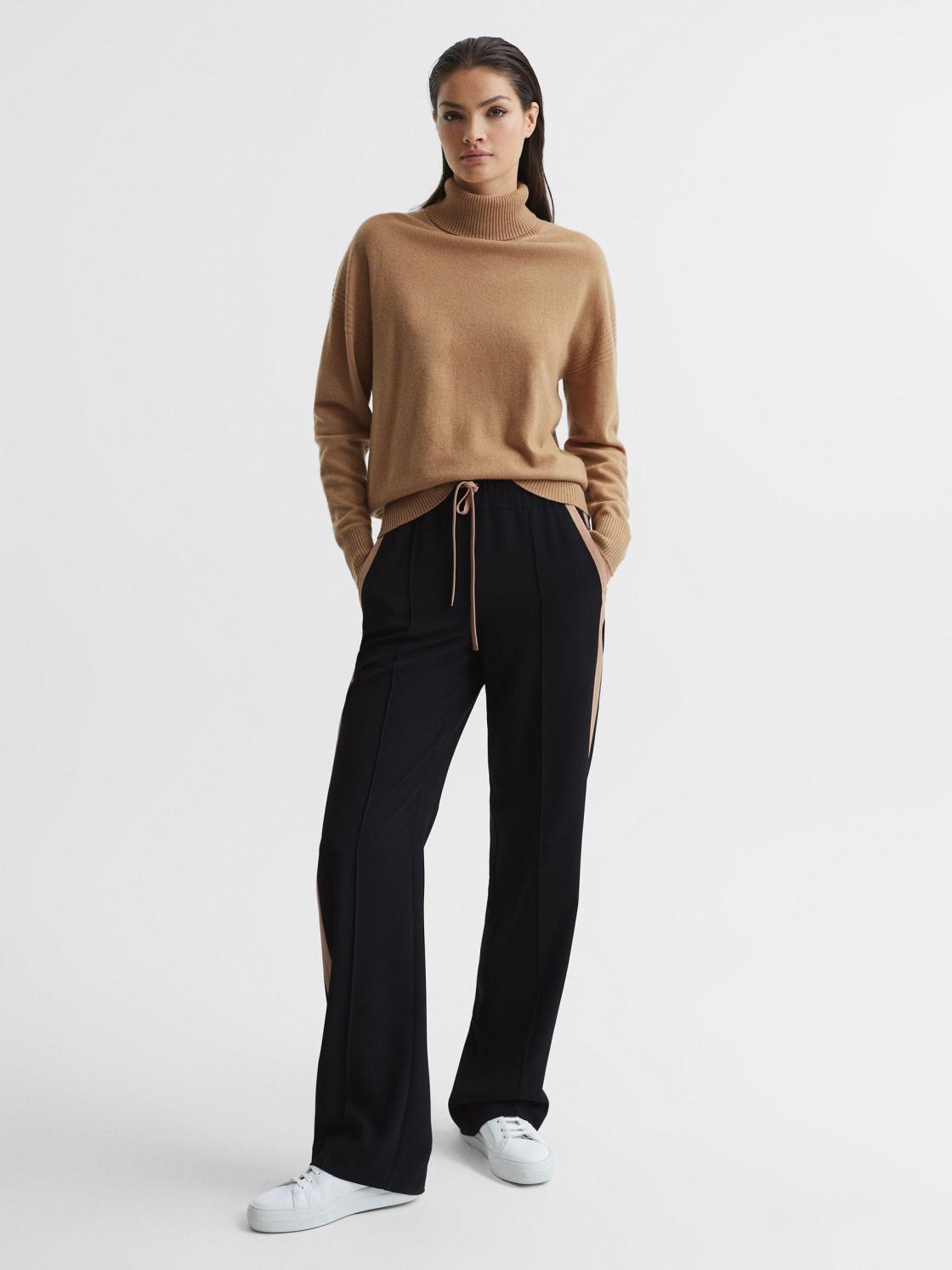 Reiss Knitwear | Nova Knitted Roll Neck Jumper Black/camel - Women