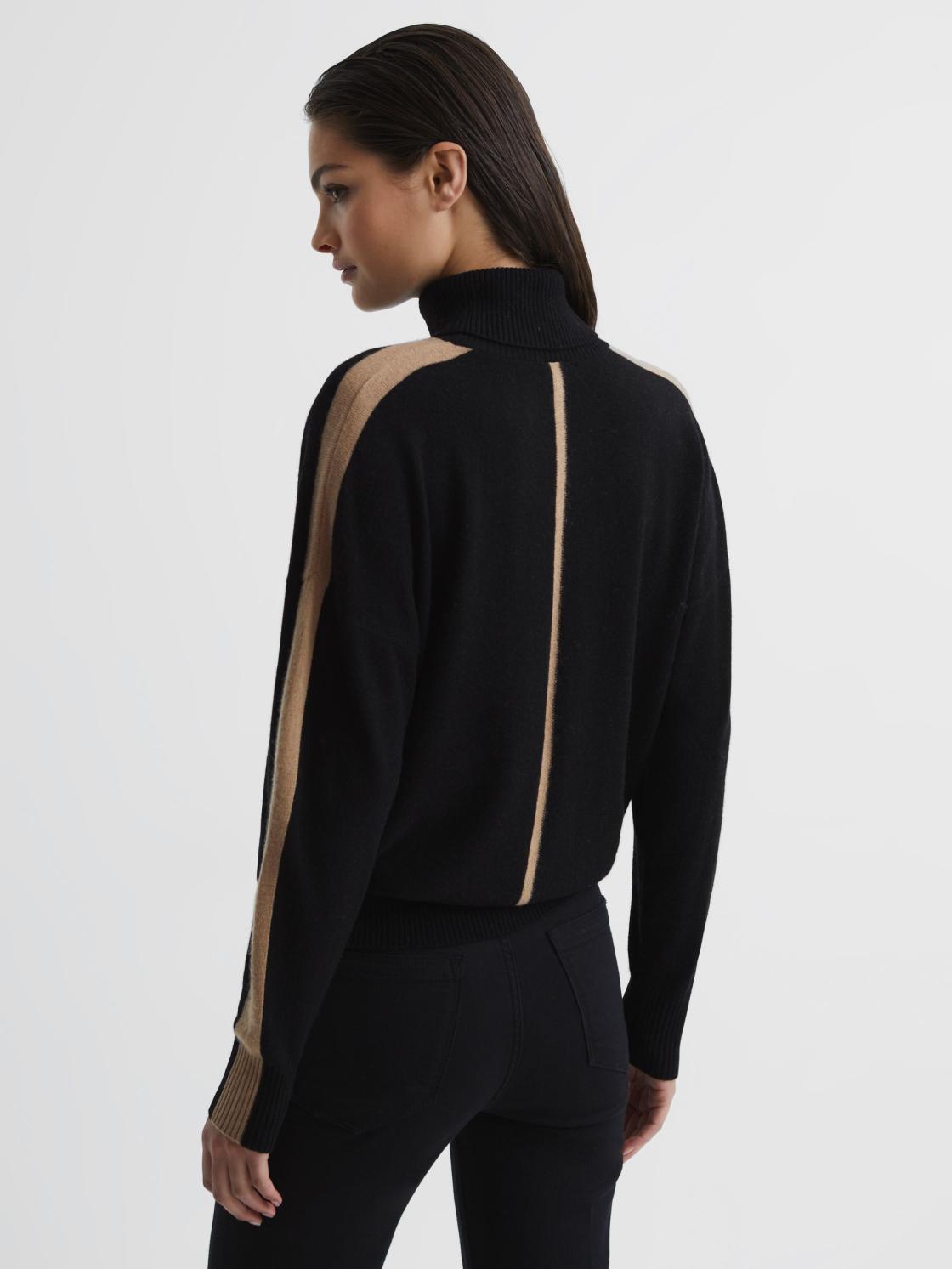 Reiss Knitwear | Nova Knitted Roll Neck Jumper Black/camel - Women