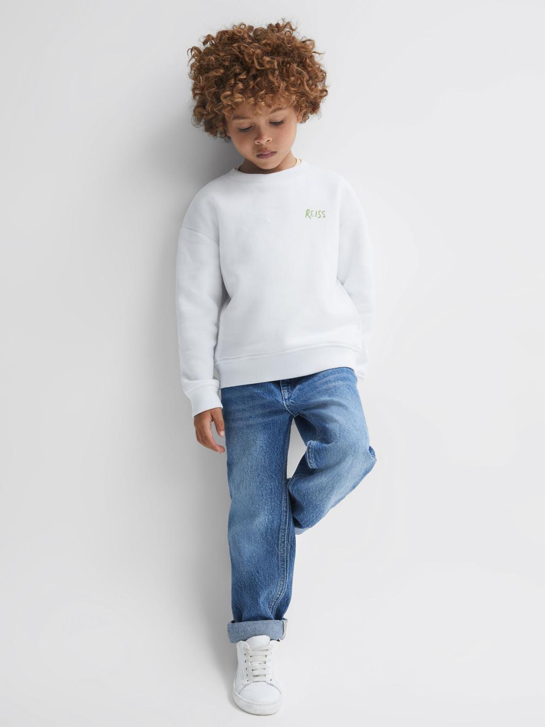 Reiss Knitwear | Positano Cotton Crew Neck Jumper Ecru - Children