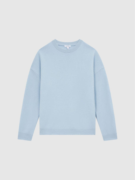 Reiss Knitwear | Prague Merino Blend Crew Neck Jumper Aquamarine - Men