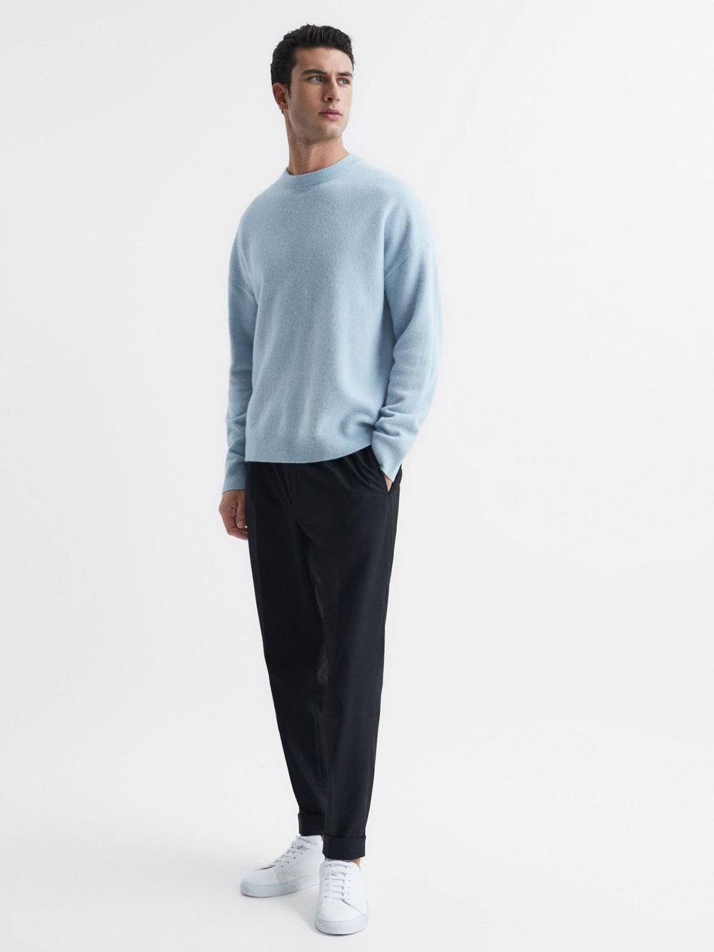 Reiss Knitwear | Prague Merino Blend Crew Neck Jumper Aquamarine - Men