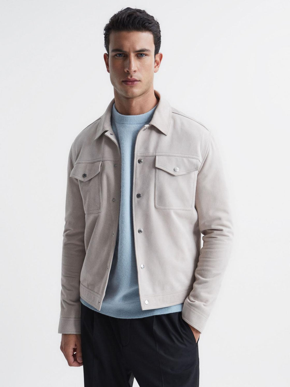 Reiss Knitwear | Prague Merino Blend Crew Neck Jumper Aquamarine - Men