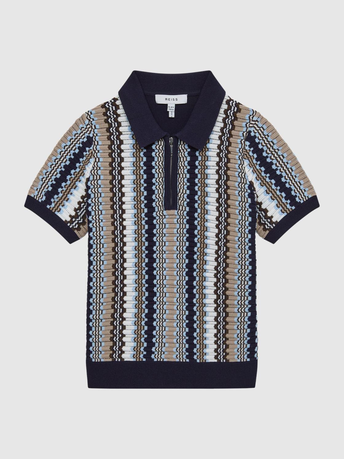 Reiss Knitwear | Redbourne Half-Zip Knitted Polo Shirt Navy - Children